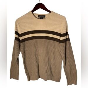 Banana Republic Cream Block Ribbed Knit Crewneck Striped Sweater szM Y2K Vintage